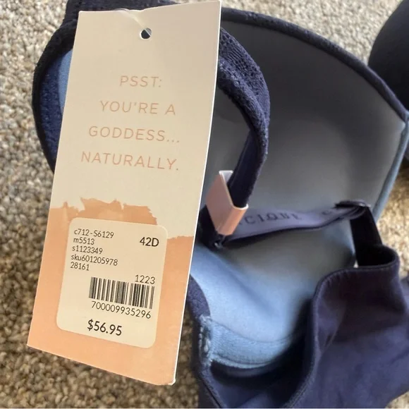 NWT Cacique Boost Plunge Blue Lacy Bra 42D - Picture 4 of 5